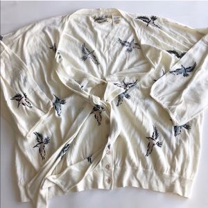 Anthropologie Field Flower Bird Cardigan